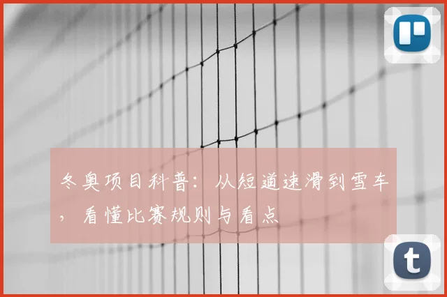 冬奥项目科普：从短道速滑到雪车，看懂比赛规则与看点